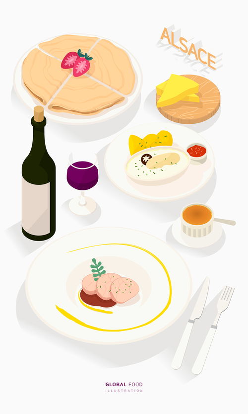 阿爾薩斯 餐飲食物 小吃美點心 手繪食品插圖插畫設計ai tid296t000260 餐飲美食插畫