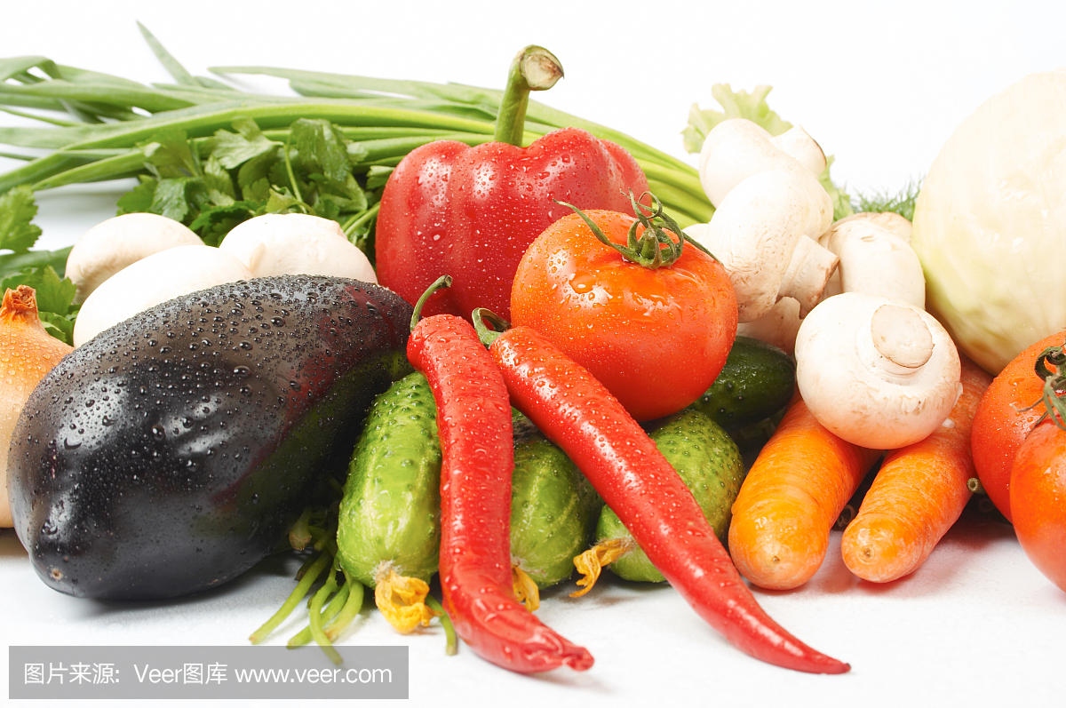 綠色物質(zhì)。新鮮蔬菜。